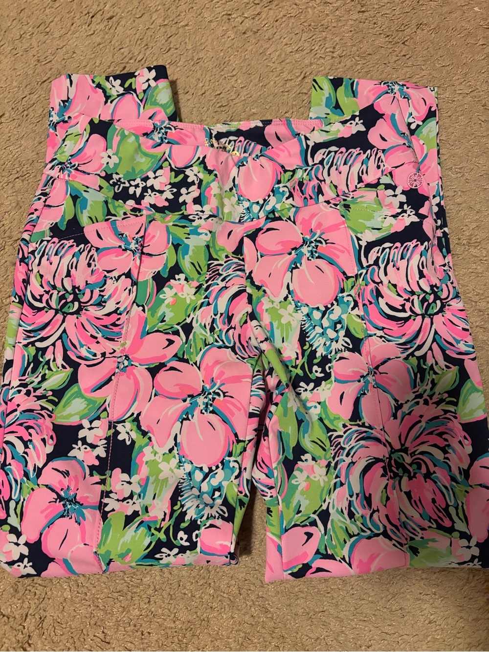 Lilly Pulitzer Navy Pink Green Floral Golf Pants